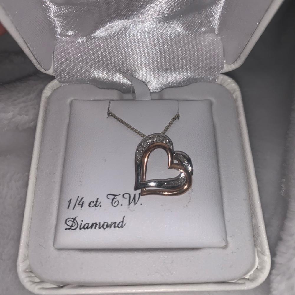14k silver with diamonds necklace